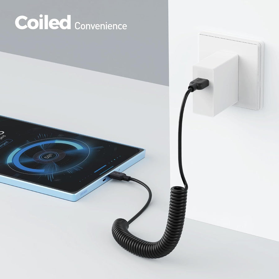 2-Pack Coiled Micro USB Cable (Coiled Micro USB to USB2.0) 1-3 Feet