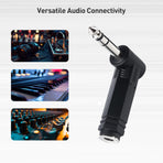 2-Pack 1/4 Right Angle TRS Adapter - 6.35mm Right Angle Adapter, 1/4 TRS Audio Connector for Professional Audio Equipment