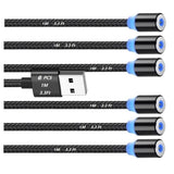Magnetic Charging Cable 6pcs,Just 360°Rotate Magnetic Cables Without Magnetic Charging Tips,[3.3ft/1m,2.4 A Max 3in1 Nylon Braid Cord(3.3ft/Black), 6PC/3.3ft/Black