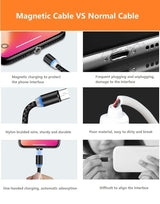 Magnetic Charging Cable 6pcs,Just 360°Rotate Magnetic Cables Without Magnetic Charging Tips,[3.3ft/1m,2.4 A Max 3in1 Nylon Braid Cord(3.3ft/Black), 6PC/3.3ft/Black