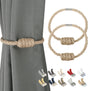 Magnetic Jute Curtain Tiebacks, Decorative Drapery Holdbacks Bohemian Style Woven Tie-Backs with Exquisite Knot (Jute, 2 Pack)