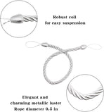 Curtain Ropes Tiebacks Tie-Backs, Curtain Handmade Holdbacks with 2 Metal Screw Hooks - White 2 Pack
