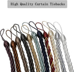 Curtain Ropes Tiebacks Tie-Backs, Curtain Handmade Holdbacks with 2 Metal Screw Hooks - White 2 Pack