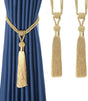 Curtain Tiebacks Hand-Woven Holdbacks Home Decorative Tassels Tiebacks (Gold, 2 Pack)