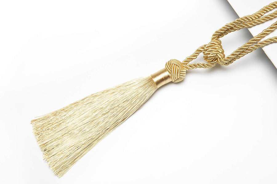 Curtain Tiebacks Hand-Woven Holdbacks Home Decorative Tassels Tiebacks (Gold, 2 Pack)