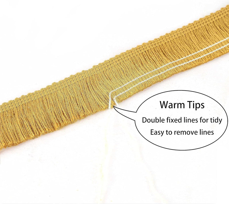 Sewing Fringe Trim 13.7 Yards x 1 Inch Tassel Trim Sewing Accessory Lace for Clothes Home Decoration DIY (Gold)