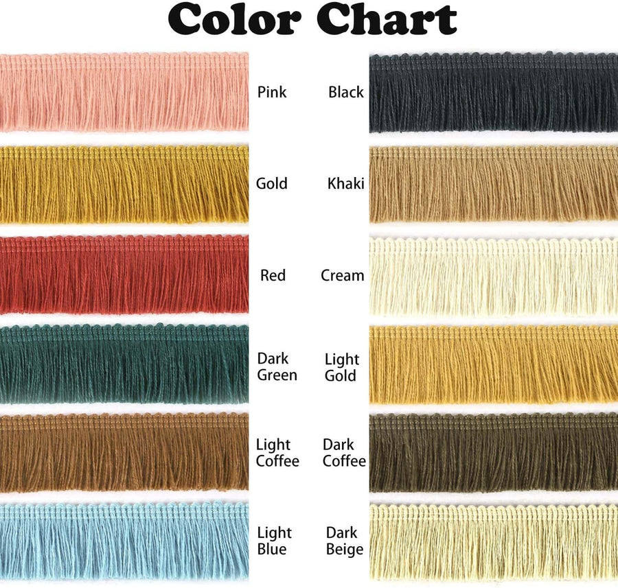 Sewing Fringe Trim 13.7 Yards x 1 Inch Tassel Trim Sewing Accessory Lace for Clothes Home Decoration DIY (Gold)