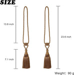 Curtain Tiebacks Handmade Holdbacks for Curtains Drape Decorative Tie Backs with Tassels(Coffee, 2 Pack)