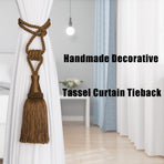 Curtain Tiebacks Handmade Holdbacks for Curtains Drape Decorative Tie Backs with Tassels(Coffee, 2 Pack)