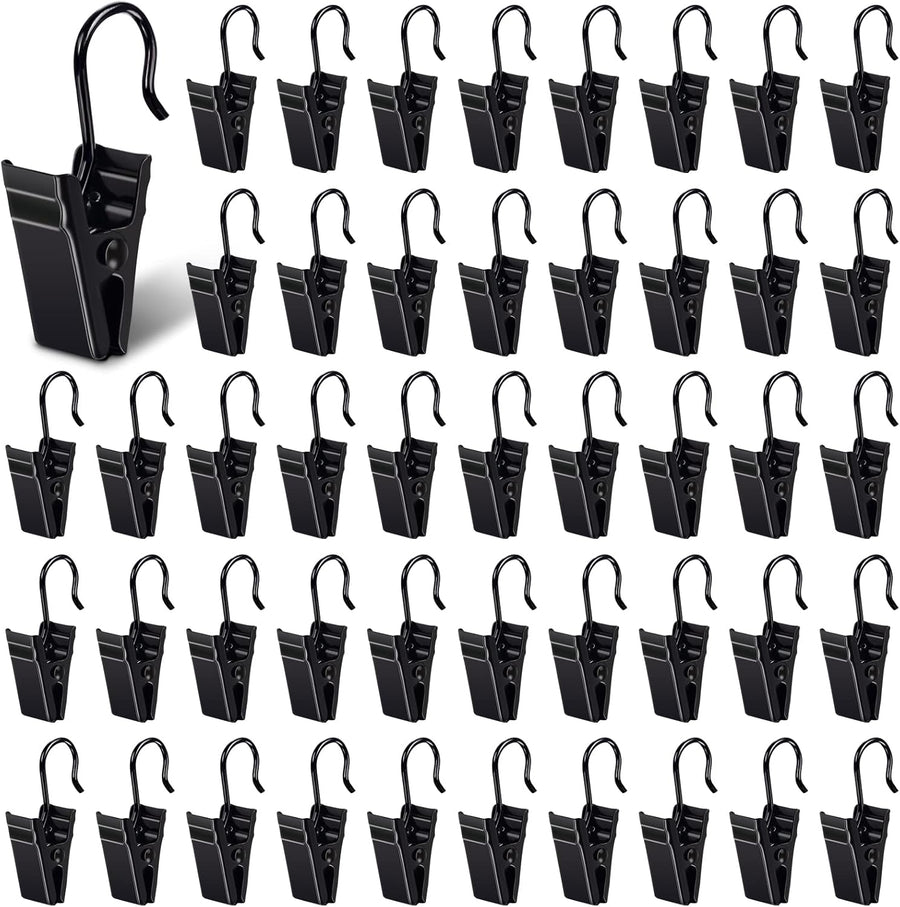 Curtain Clips, 100 Pack Metal Clips for Party Decor Hanging Photo Camping Tents Arts Crafts Display, Black