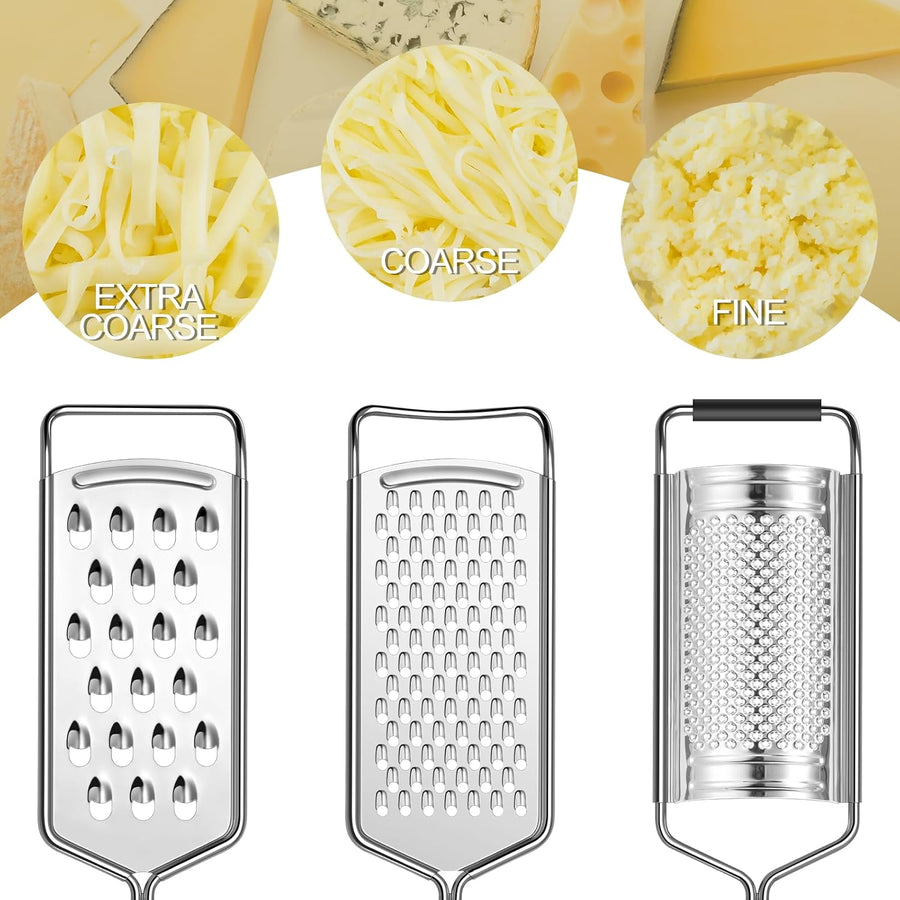Cheese Grater,  3 Packs Stainless Steel Lemon Zester Grater with Silicone Handle for Cheese, Chocolate, Spices, and More