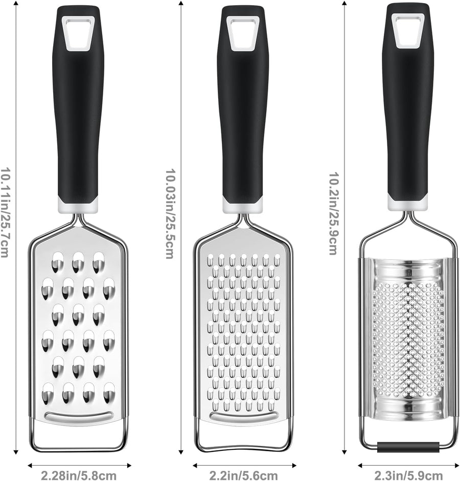 Cheese Grater,  3 Packs Stainless Steel Lemon Zester Grater with Silicone Handle for Cheese, Chocolate, Spices, and More