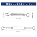 5pcs M5 Stainless Steel 304 Hook & Eye Turnbuckles Adjustable Wire Rope Tensioner
