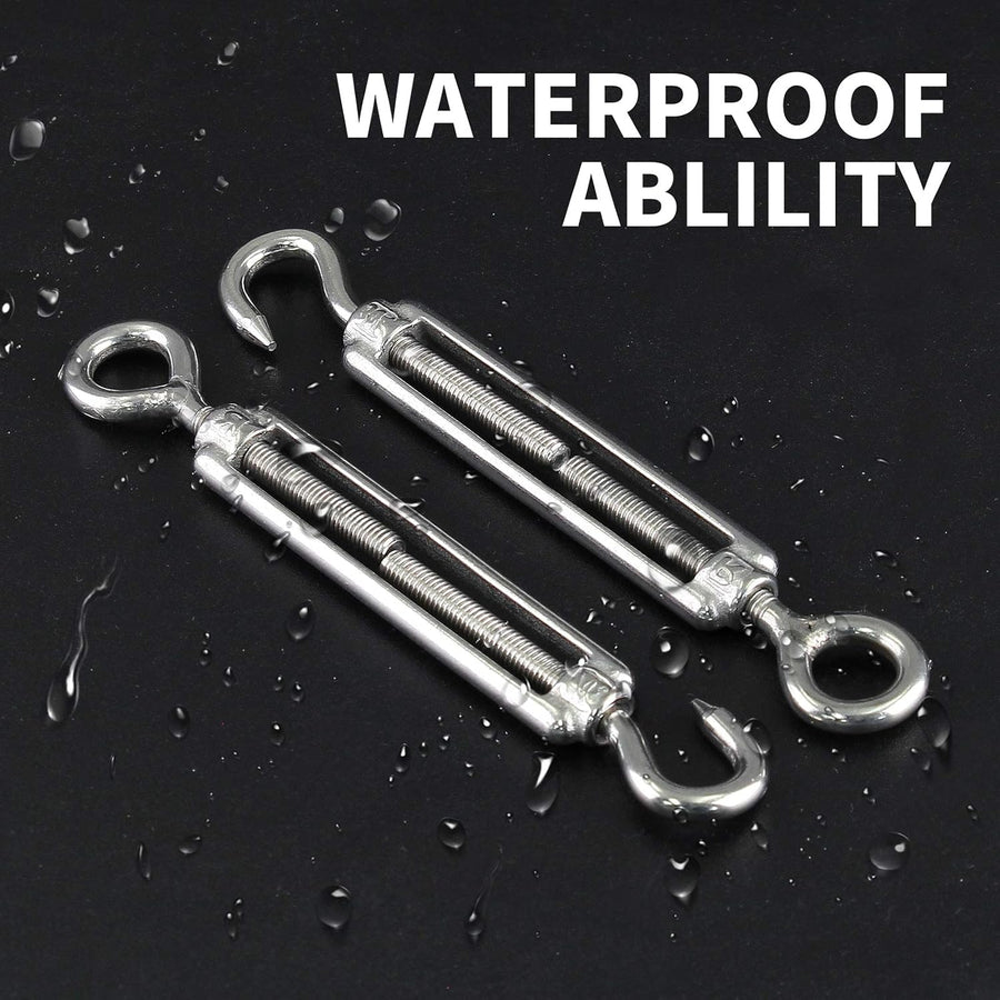 5pcs M5 Stainless Steel 304 Hook & Eye Turnbuckles Adjustable Wire Rope Tensioner