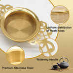 2 Pack Tea Strainers with Drip Bowls Stainless Steel Mesh Tea Infusers Loose Leaf Tea Filter with Handles Tea Steeper for Tea Juice Coffee Drinks, Gold