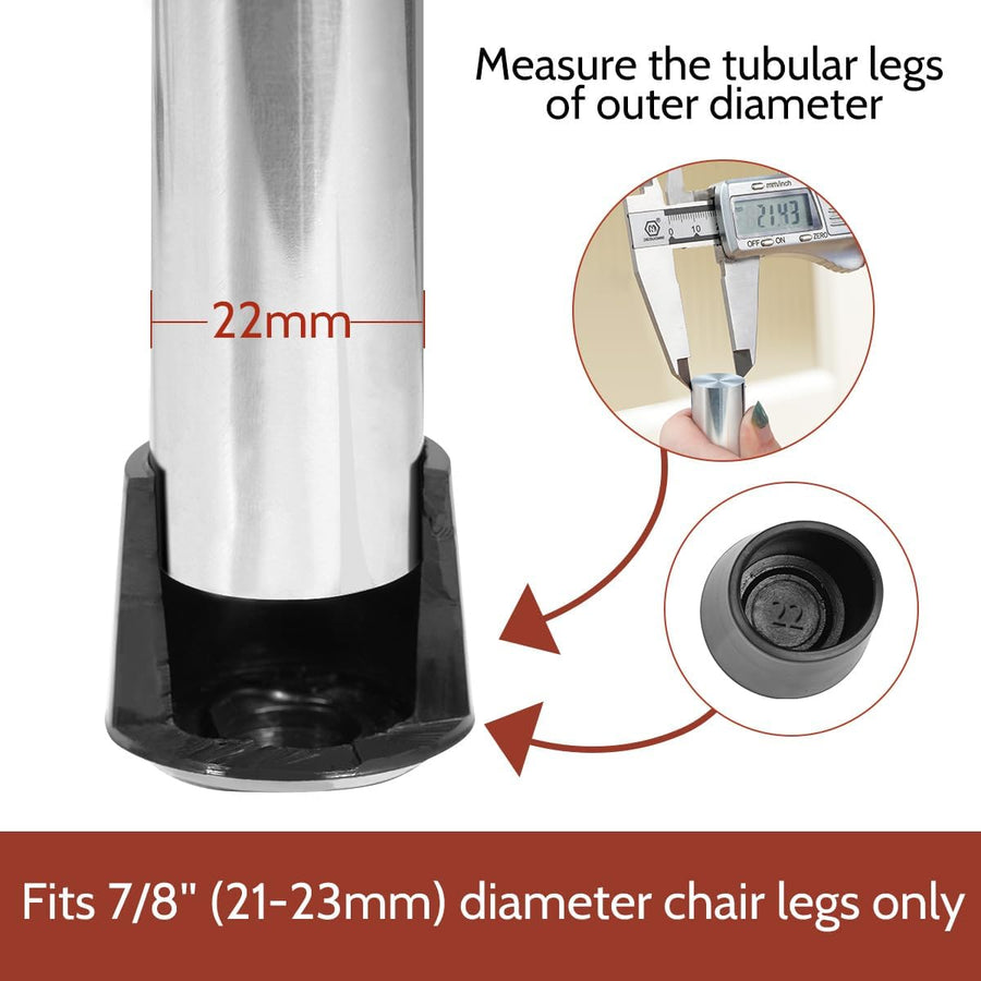 Chair Leg Caps,  Non-Slip Rubber Leg Tips 7/8'' Inner Diameter Chair Leg Floor Protectors Covers Round Black, 16 Pack