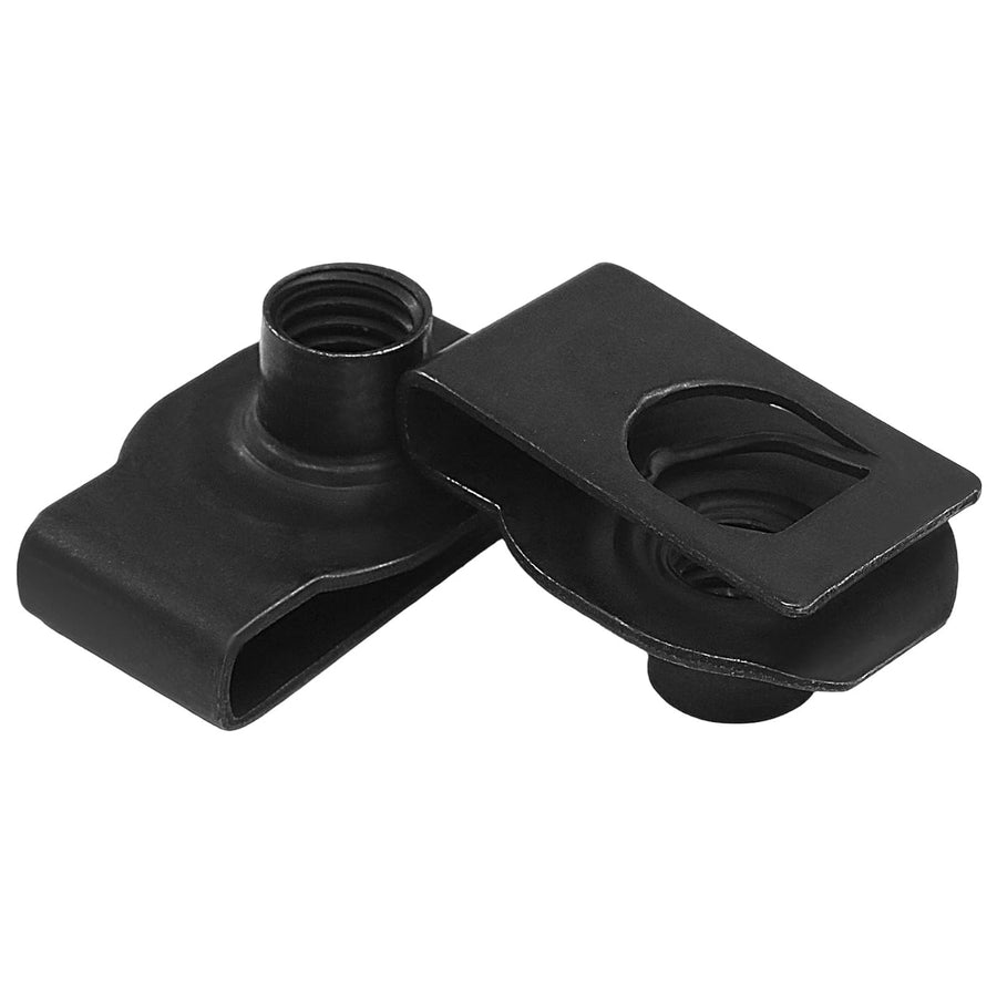 25 Pcs Extruded U Type Nuts, M10 Bumper Fender U Style Clip on Nut Black Fasteners, Spring Nuts for Automotive Metal Fender/Grill Retainer Clips