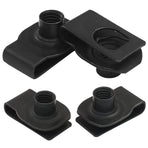 25 Pcs Extruded U Type Nuts, M10 Bumper Fender U Style Clip on Nut Black Fasteners, Spring Nuts for Automotive Metal Fender/Grill Retainer Clips
