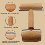 Wooden Rolling Pin, Ergonomic Non-Stick Pizza Baker Dough Pastry Roller for Kitchen Home Cooking Baking (H Square Type)