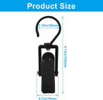 20 Pack Super Strong Swivel Hanging Hooks, Laundry Clips Plastic Clothes Pins Beach Towel Clips, 360° Rotating Curtain Clips for Home Office & Workshop/Clothing Store/Closet, 4.3-inch(Black)