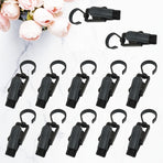 20 Pack Super Strong Swivel Hanging Hooks, Laundry Clips Plastic Clothes Pins Beach Towel Clips, 360° Rotating Curtain Clips for Home Office & Workshop/Clothing Store/Closet, 4.3-inch(Black)