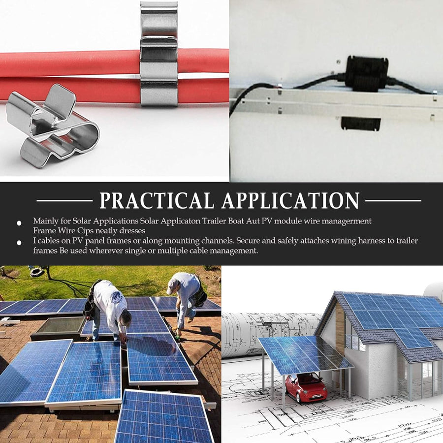 60pcs Solar Panel Cable Clips Trailer Wire Clips Stainless Steel, 0.85" / 22mm Length