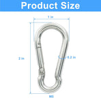 4Pack 2 inch Flag Pole Snap Clip Hooks Flagpole Attachment Spring Snap Hook Stainless Steel Carabiner Clips Heavy Duty Quick Link Carabiners for Indoor & Outdoor