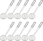 10 Pack Stainless Steel Spider Strainer Spoon, 2.5 Inch Mini Wire Skimmer Colander Small Ladle, Hot Pot Strainer Scoops for Home/Tortellini and Meatball(Black)