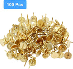 100 PCS 11mm x 17mm Gold Flat Head Thumb Tacks, Upholstery Tacks Pushpin for Furniture Decor
