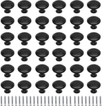 36 Pack Round Cabinet Knobs 1.05 Inch Drawer Pulls with Screws for Kitchen Cabinet Knobs Dresser and Door Handles Knob, Black