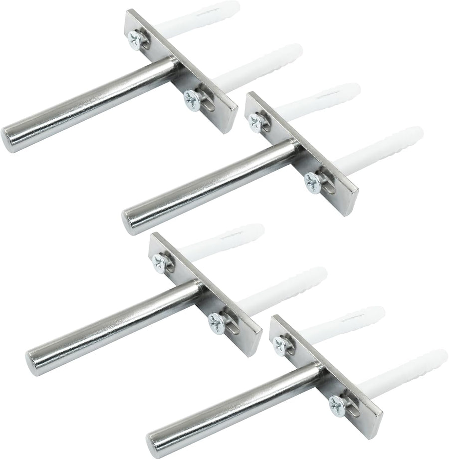 4 Pcs Hidden Floating Shelf Brackets, 3 Inch, Silver, Steel, Wall Mount, Screws and Wall Plugs Included