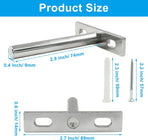 4 Pcs Hidden Floating Shelf Brackets, 3 Inch, Silver, Steel, Wall Mount, Screws and Wall Plugs Included
