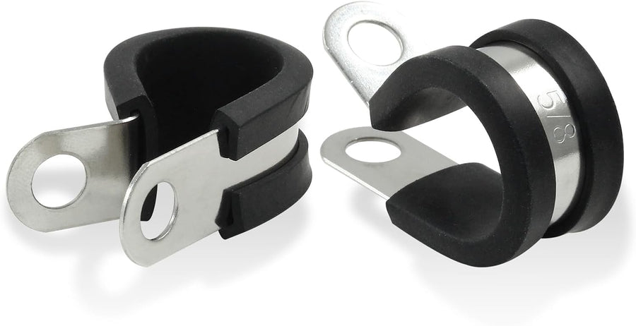 20 PCS 5/8 Inch Cable Clamp 304 Stainless Steel Pipe Clamp, Rubber Cushioned Insulated