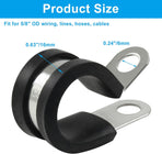 20 PCS 5/8 Inch Cable Clamp 304 Stainless Steel Pipe Clamp, Rubber Cushioned Insulated