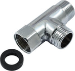 G1/2" 3 Way Diverter Valve, Solid Brass Tee Adapter Connection for Bath Shower Arm, Bidet Sprayer Faucet (Silver)