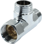 G1/2" 3 Way Diverter Valve, Solid Brass Tee Adapter Connection for Bath Shower Arm, Bidet Sprayer Faucet (Silver)