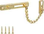Heavy Duty Door Chain Lock with Mounting Screws, Stainless Steel Door Chain Guard for Front Doors, Pet Safe (Gold, 1 Pack)