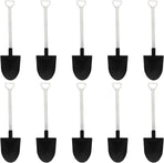 50 Pack Plastic Mini Shovel Shape Spoons for Desserts, Disposable Dessert Ice Cream Spoons, Fun Utensils for Family/Party(Black+White)
