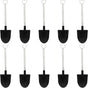 50 Pack Plastic Mini Shovel Shape Spoons for Desserts, Disposable Dessert Ice Cream Spoons, Fun Utensils for Family/Party(Black+White)
