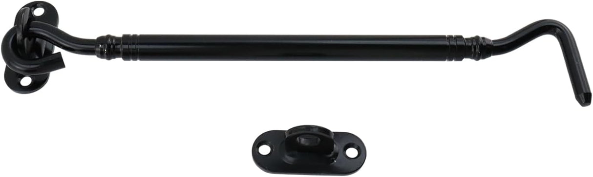 Gate Latch Hook and Eye Latch for Door Barn Door Lock Stainless Steel Door Latch for Shutters Window Shed Cabinet Black 8-inch Length - 2pcs