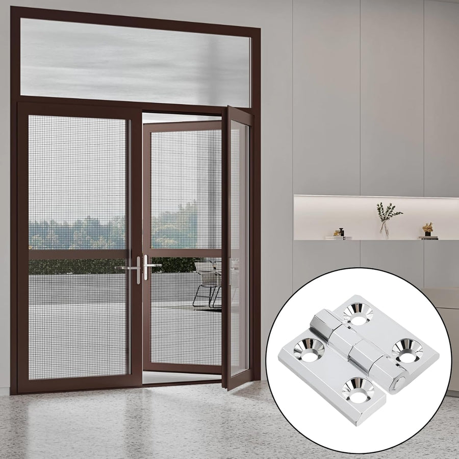 Butt Hinge Zinc Alloy Door Hinge Polished Chrom Silver Residential Bed Room Hinge for Doors Hardware 2.36" x 2.36" -2pcs