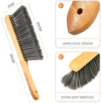 2 Pieces Wooden Bench Brushes Fireplace Brush Natural Fiber Bench Soft Bristles Long Wood Handle Dust for Hearth Tidy Car Home Workshop Woodworking(Gray)