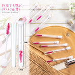 80 Pieces Disposable Mascara Brushes Tubes Set, 40 Pieces Empty Mascara Wand Tube with 40 Pieces Eyelash Brush Makeup Tool for Eyelash Extension(Pink Gold Sequins Style)