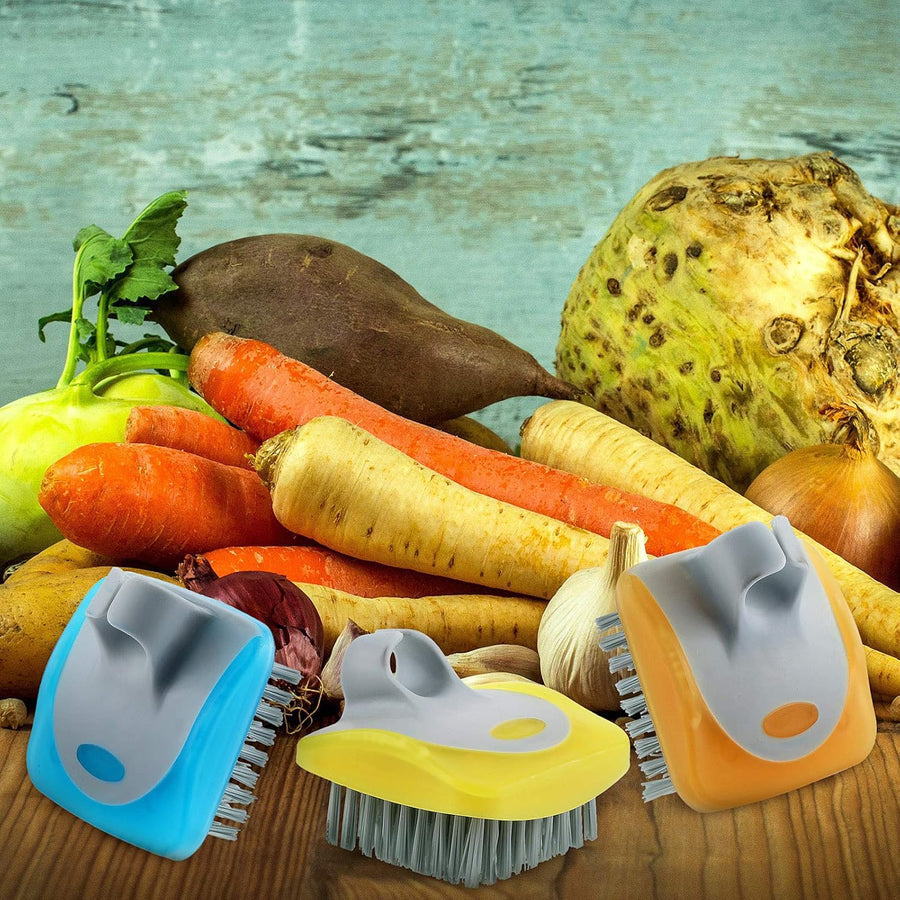 3 Pieces Vegetable Brush Potato Scrubber Vegetable Scrubber for Food Flexible Bristles Kitchen Brush for Fruits, Potatoes, Carrots Kitchen Gadgets Set in Random Color