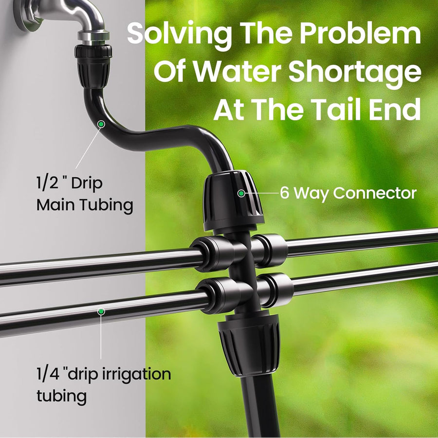 4 Packs 1/2''to 1/4''Barbed Tee Quick Connector,Drip Irrigation Fittings for 4-Way Connector