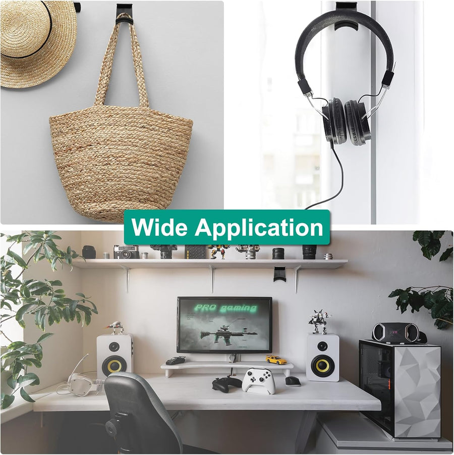 Headphone Stand, 1 Pcs ABS Headset Holder Adhesive Headphone Holder Hook Mount Headphone Hanger Hook Under Desk for Gaming Headphones Earphones Cables, White(Hanging)