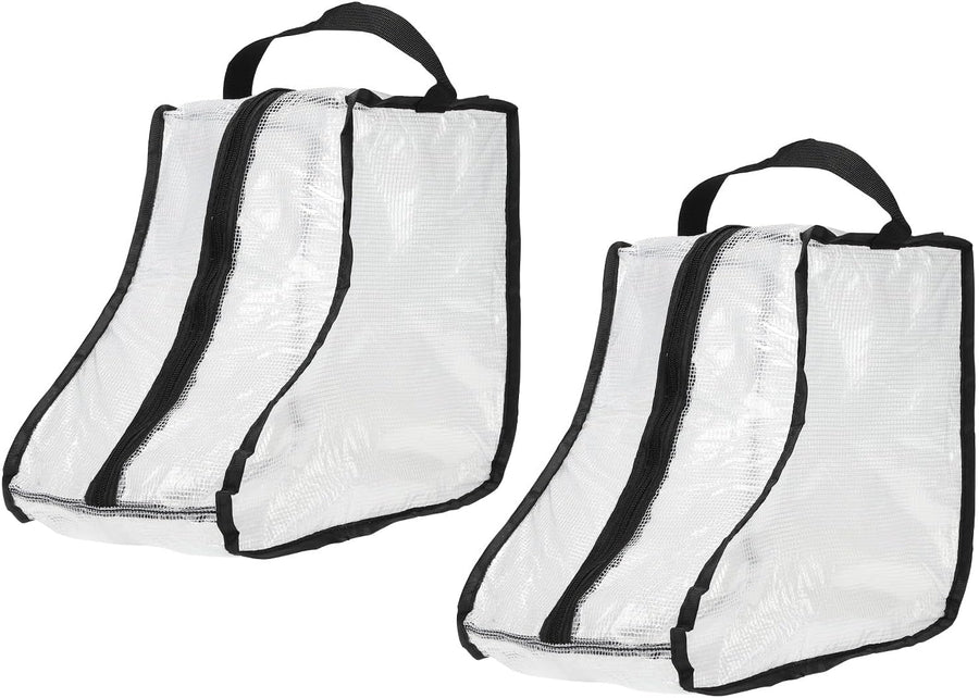 2Pack Boot Storage Bag Portable, PVC Shoe Storage Bag with Zipper Clear Boots Cover Protector Bag for Short Boots and Short Boots Storage Travel and Daily Use, Black Tall