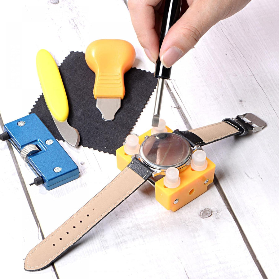 Watch Back Cover Opener, Case Remover Tool, 5mm Width Pry Bar ABS Handle Battery Remover Repair Replacing Watchmaker Tools, Black 2 Pcs