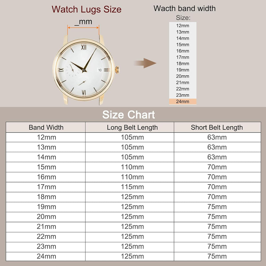 Multiple Sizes Leather Watch Band Quick Release Deployment Buckle Cowhide Watch Strap for Men and Women