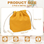 2 Pcs Drawstring Makeup Bag, 4.7" Canvas Cosmetic Bag Women's Make Up Bags Toiletry Organizer Pouch for Travel Toiletries Accessories, Orange